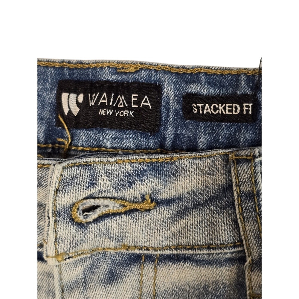 Waimea Mens 34x36 Lost Generation Embroidered Stacked Fit Jeans Bleach Wash NEW - Picture 9 of 13